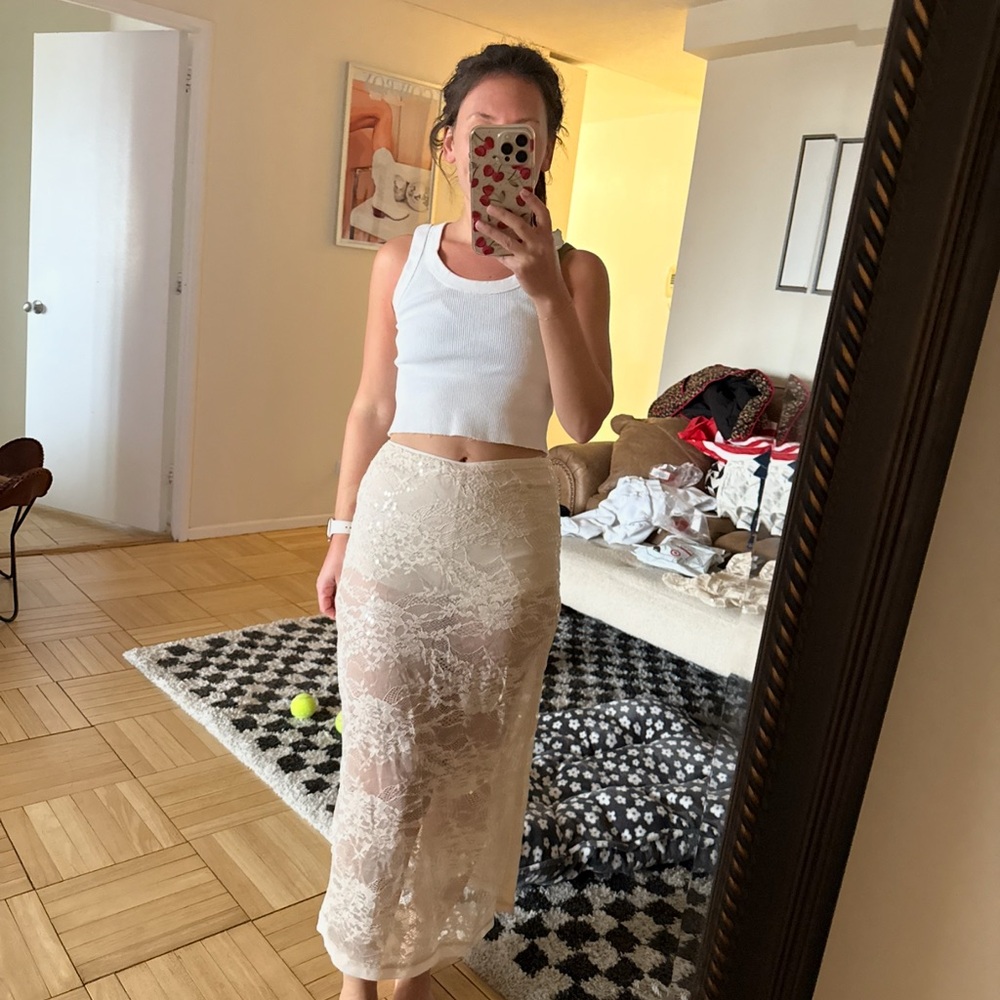Matching Set - Lace Cream Skirt and Top